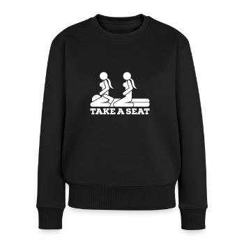 Nimm Platz - Sexstellung - Piktogramm Dreier - Frauen Premium Bio Pullover - Schwarz - Vorne - Julia (174cm)