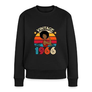 Vintage Afro Caribbean 1966 Jubiläum - Frauen Premium Bio Pullover - Schwarz - Vorne - Julia (174cm)