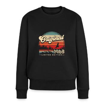 Geboren 1963 Jahrgang 60 Geburtstag Geschenk - Frauen Premium Bio Pullover - Schwarz - Vorne - Julia (174cm)