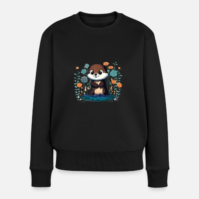 Fleurs de loutre bébé – Loutre - Frauen Premium Bio Pullover - Schwarz