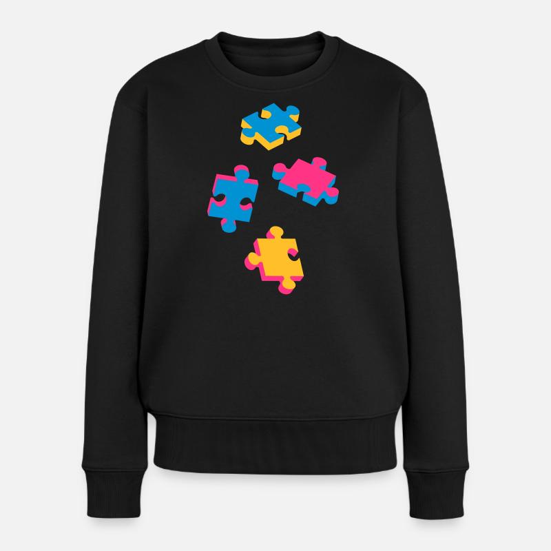 vier Puzzleteile - Frauen Premium Bio Pullover - Schwarz
