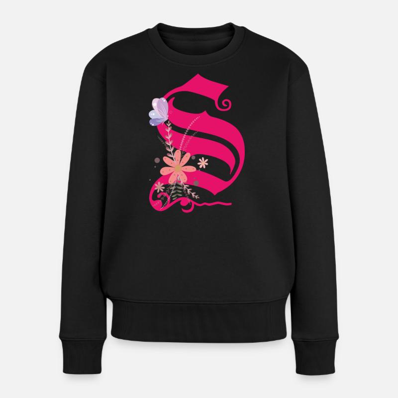 Buchstabe S - Frauen Premium Bio Pullover - Schwarz