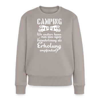 Camping Erholung - Frauen Premium Bio Pullover - Taupe - Vorne - Julia (174cm)