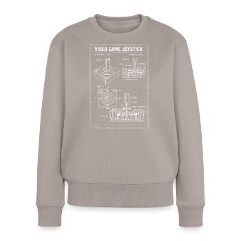 Retro-Joystick-Bauplan - Frauen Premium Bio Pullover - Taupe - Vorne - Julia (174cm)