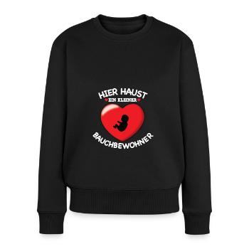 Bauchbewohner-Schwangerschaft bekannt geben - Frauen Premium Bio Pullover - Schwarz - Vorne - Julia (174cm)