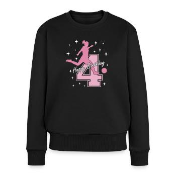 4. Geburtstag Fussball Fussballspielerin - Frauen Premium Bio Pullover - Schwarz - Vorne - Julia (174cm)