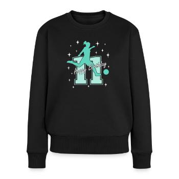11. Geburtstag Fussball Fussballspielerin - Frauen Premium Bio Pullover - Schwarz - Vorne - Julia (174cm)