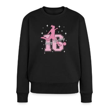 16. Geburtstag Fussball Fussballspielerin - Frauen Premium Bio Pullover - Schwarz - Vorne - Julia (174cm)