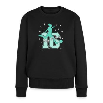 16. Geburtstag Fussball Fussballspielerin - Frauen Premium Bio Pullover - Schwarz - Vorne - Julia (174cm)