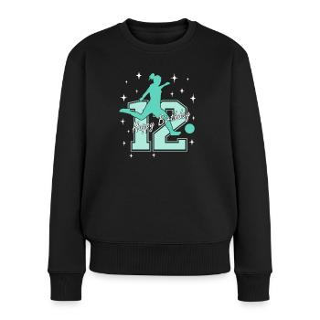 12. Geburtstag Fussball Fussballspielerin - Frauen Premium Bio Pullover - Schwarz - Vorne - Julia (174cm)