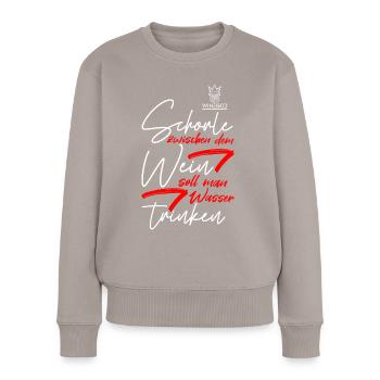Winegod lustiger Schorle Spruch - Frauen Premium Bio Pullover - Taupe - Vorne - Julia (174cm)