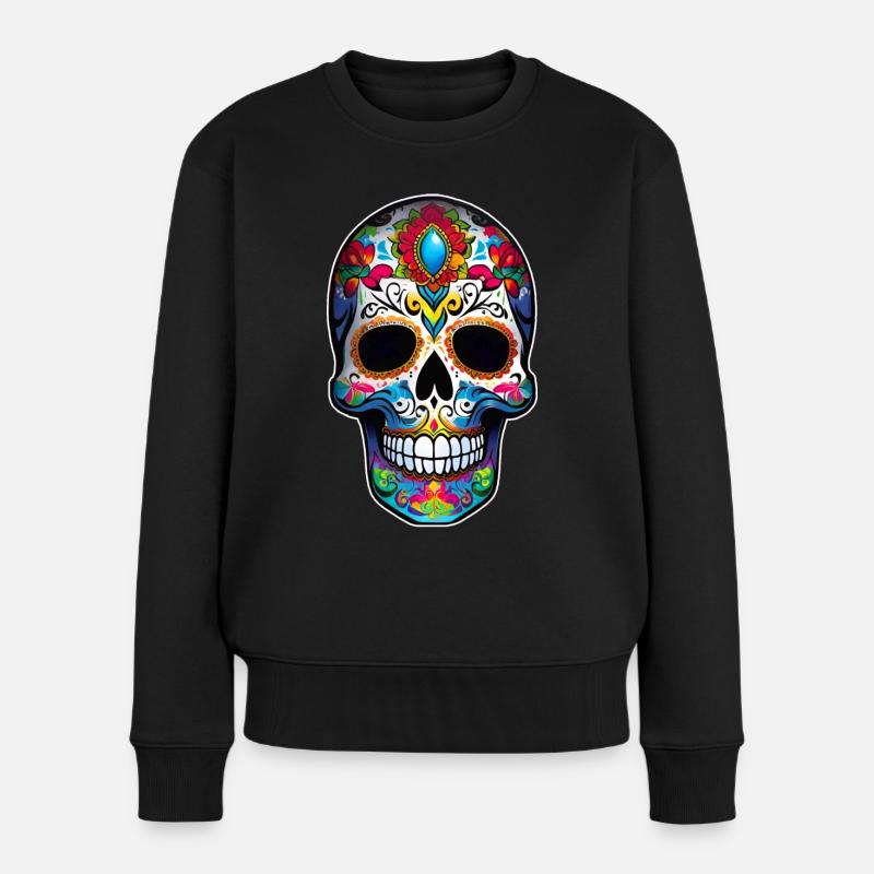 Dia de los Muertos Totenschädel - Frauen Premium Bio Pullover - Schwarz