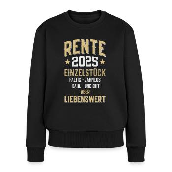 RENTNER RENTE 2025 - Frauen Premium Bio Pullover - Schwarz - Vorne - Julia (174cm)