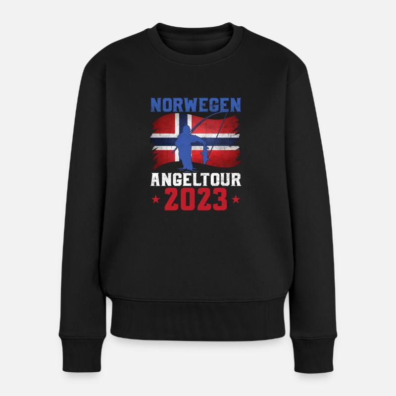 Angeln Norwegen 2023 Angeltour - Frauen Premium Bio Pullover - Schwarz