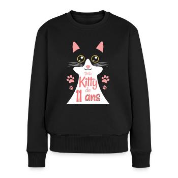 Fillette De 11 Ans Chat 11ème Anniversaire Fille - Pull Premium bio Femme - noir - Devant - Julia (174cm)