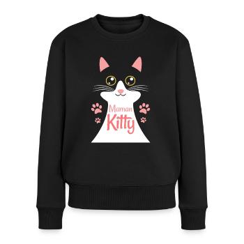 Maman Kitty Mère Qui Adore Les Chats - Pull Premium bio Femme - noir - Devant - Julia (174cm)
