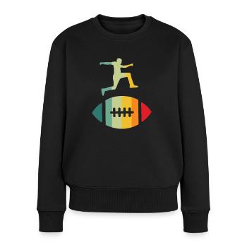 rugby rugbyspieler retroregenbogen rugbyball - Frauen Premium Bio Pullover - Schwarz - Vorne - Julia (174cm)