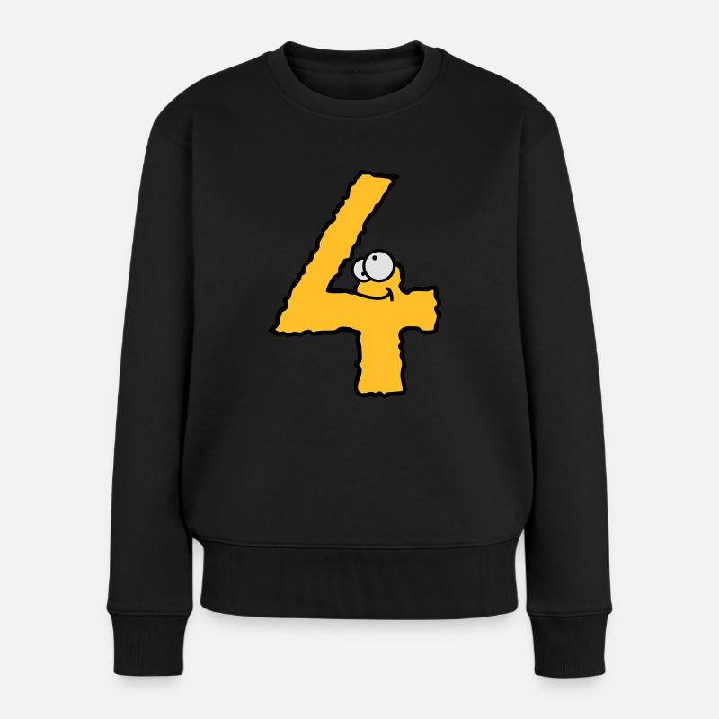 Lustiges 4 Vier Comic Monster - Frauen Premium Bio Pullover - Schwarz