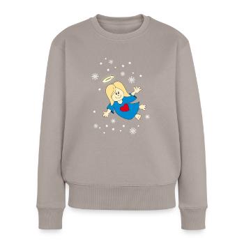 Weihnachtsengel mit Schneeflocken süßer engel - Frauen Premium Bio Pullover - Taupe - Vorne - Julia (174cm)
