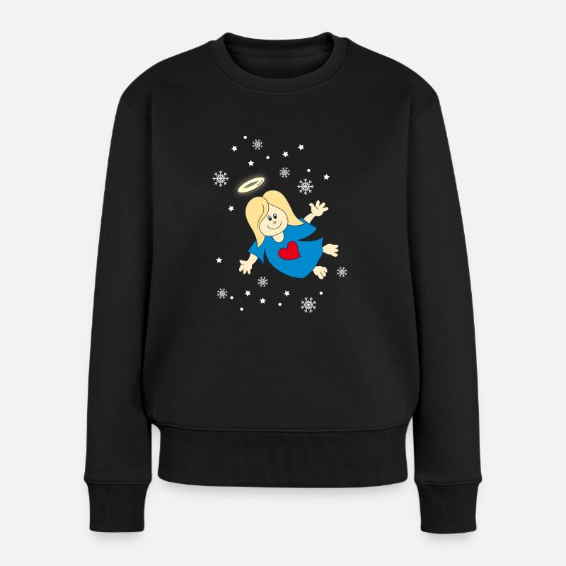 Ange de Noël avec des flocons de neige doux ange - Pull Premium bio Femme - noir