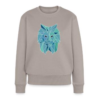 Polygone Lion - Pull Premium bio Femme - taupe - Devant - Julia (174cm)