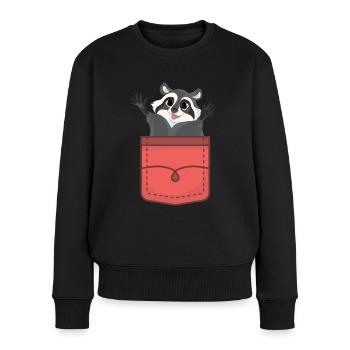 Ratons laveurs cadeau raton laveur - Pull Premium bio Femme - noir - Devant - Julia (174cm)