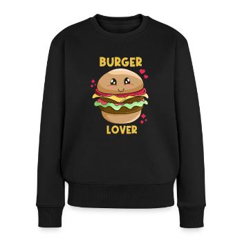 Burger Lover - Frauen Premium Bio Pullover - Schwarz - Vorne - Julia (174cm)