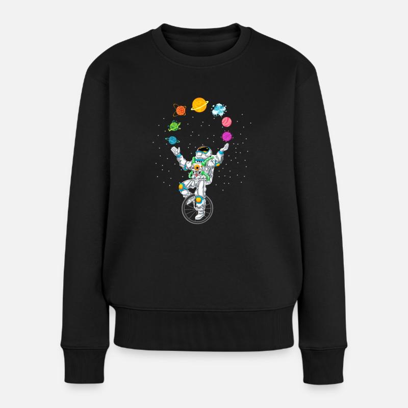 Astronaut jonglieren - Frauen Premium Bio Pullover - Schwarz