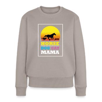 Pferd Katze Hunde Mama - Frauen Premium Bio Pullover - Taupe - Vorne - Julia (174cm)
