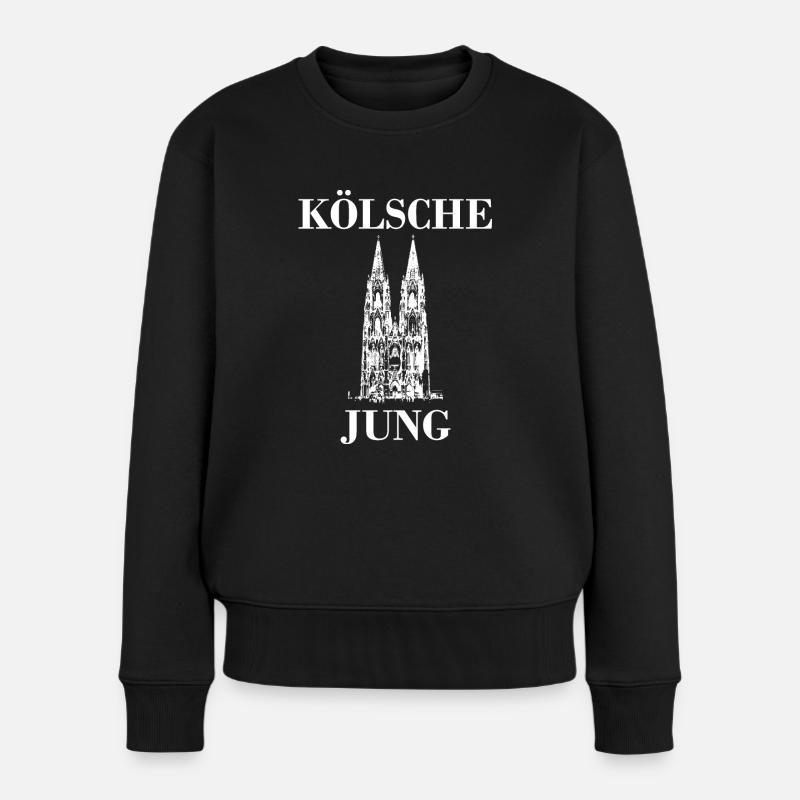Kölsche Jung Köln Dom - Frauen Premium Bio Pullover - Schwarz
