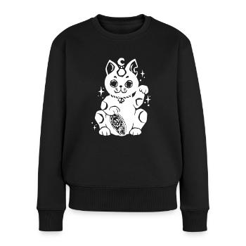 Maneki Neko Gotik - Frauen Premium Bio Pullover - Schwarz - Vorne - Julia (174cm)