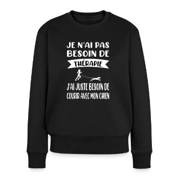 Je n'ai pas besoin de thérapie t-shirt canicross - Pull Premium bio Femme - noir - Devant - Julia (174cm)