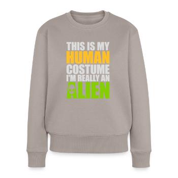 Citation extraterrestre de costume humain - Pull Premium bio Femme - taupe - Devant - Julia (174cm)