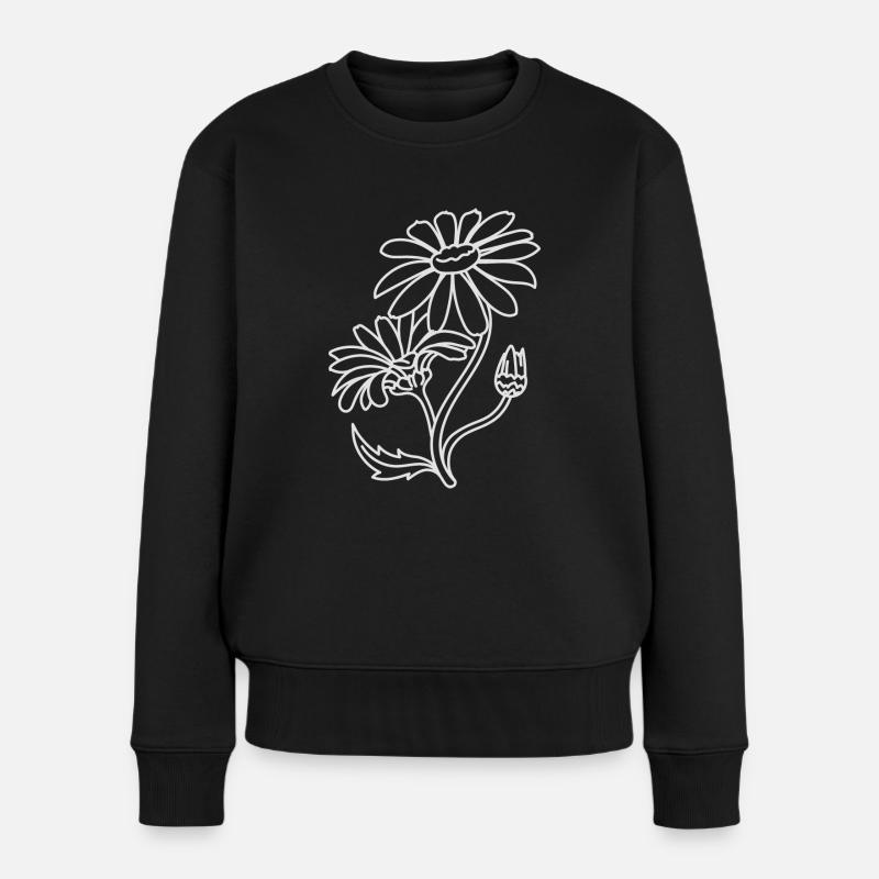 Einfache Gänseblümchen - Frauen Premium Bio Pullover - Schwarz