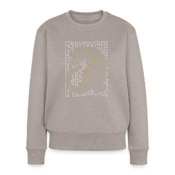 Fierce Panther Design Majestic Wildness Concept - Women's Premium Organic Jumper - taupe - Front - Julia (174cm)