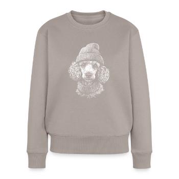 Pudel Pudelmütze Hunde Hund Zwergpudel - Frauen Premium Bio Pullover - Taupe - Vorne - Julia (174cm)