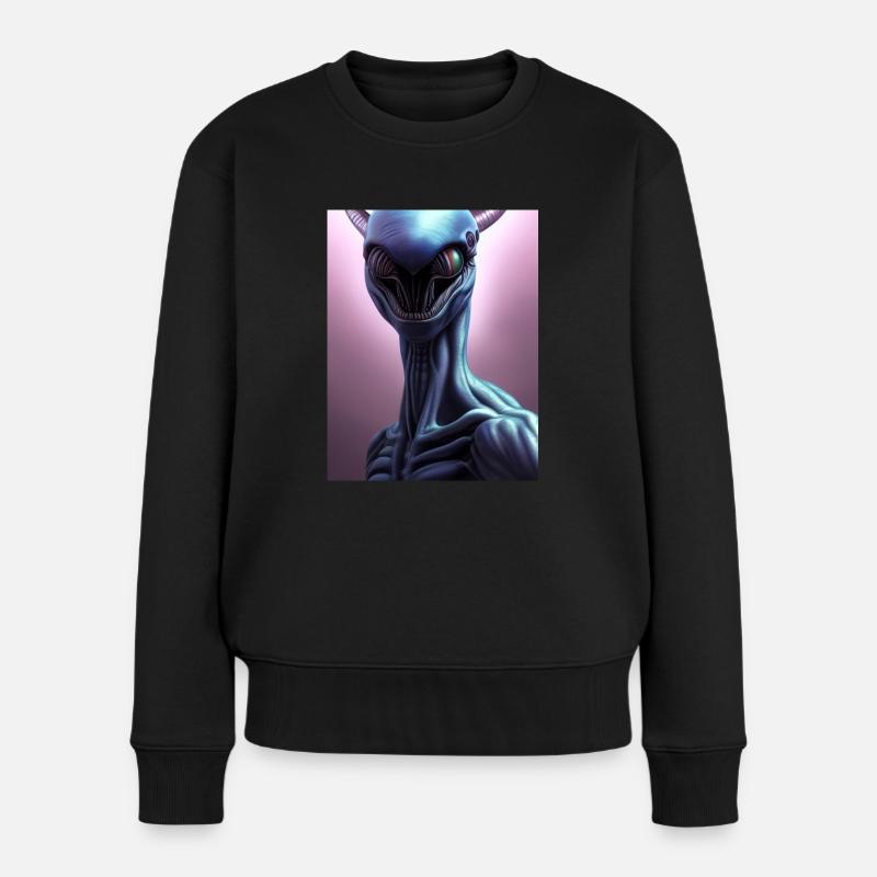 Gruseliges Alien - Frauen Premium Bio Pullover - Schwarz