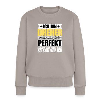 Perfekter Dreher - Frauen Premium Bio Pullover - Taupe - Vorne - Julia (174cm)