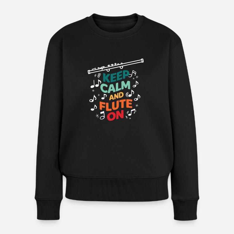 Keep Calm et flûte sur flûte transversale d’instrument - Pull Premium bio Femme - noir