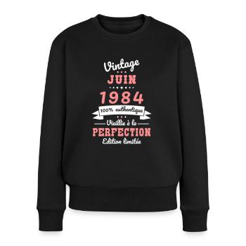 40th Anniversary - Vintage - June 1984 - Women's Premium Organic Jumper - black - Front - Julia (174cm)