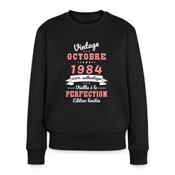 40 Jahre Jubiläum - Jahrgang - Oktober 1984 - Frauen Premium Bio Pullover - Schwarz - Vorne - Julia (174cm)