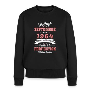 60 Years Anniversary - Vintage - September 1964 - Women's Premium Organic Jumper - black - Front - Julia (174cm)