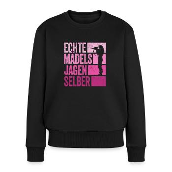 Jagd Jäger Jägerin Echte Mädels Jagen Selber - Frauen Premium Bio Pullover - Schwarz - Vorne - Julia (174cm)