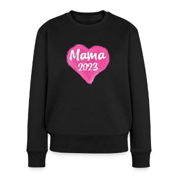 Herz Mama 2023 - Frauen Premium Bio Pullover - Schwarz - Vorne - Julia (174cm)