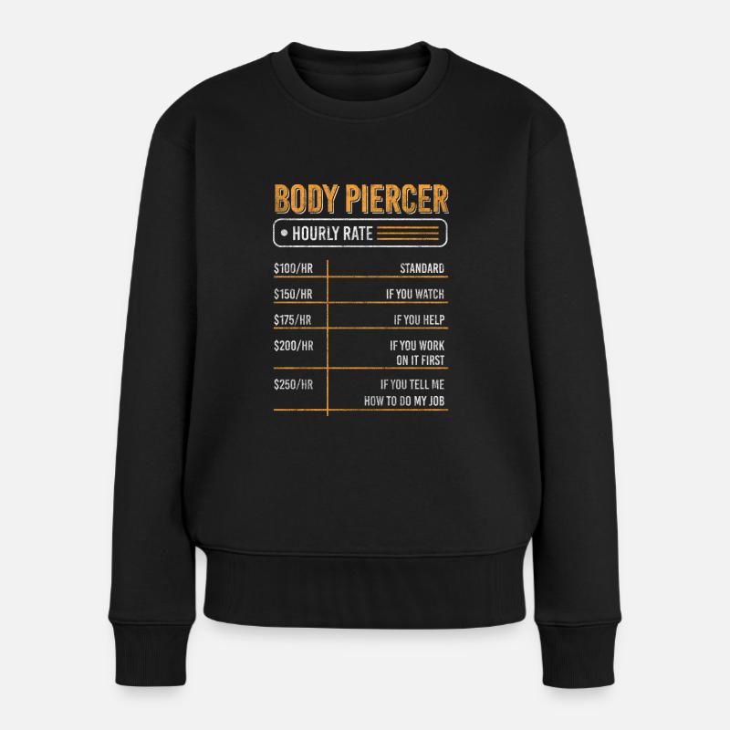 Piercing Nadel - Frauen Premium Bio Pullover - Schwarz