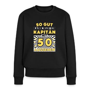 So gut kann nur ein Kapitän mit 50 aussehen - Frauen Premium Bio Pullover - Schwarz - Vorne - Julia (174cm)