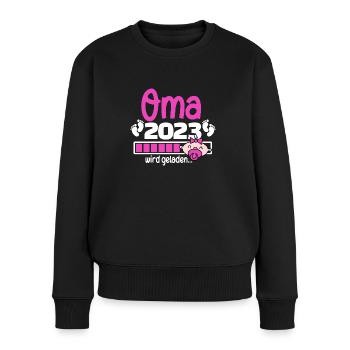 Oma 2023 wird geladen - Frauen Premium Bio Pullover - Schwarz - Vorne - Julia (174cm)
