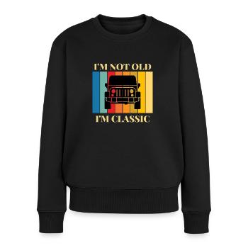Ich bin nicht alt, ich bin ein Klassiker-Auto - Frauen Premium Bio Pullover - Schwarz - Vorne - Julia (174cm)