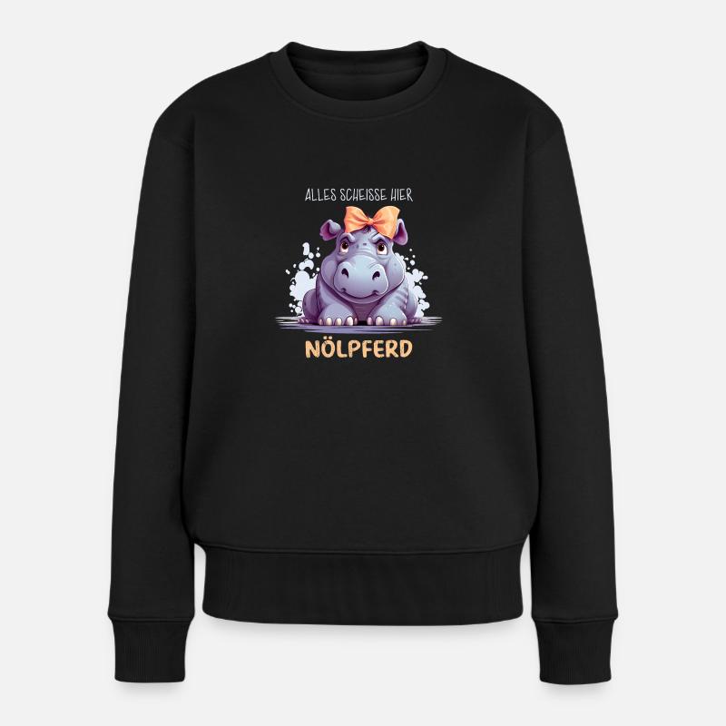 Nölpferd - Frauen Premium Bio Pullover - Schwarz