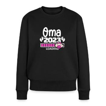 Oma loading 2023 - Frauen Premium Bio Pullover - Schwarz - Vorne - Julia (174cm)